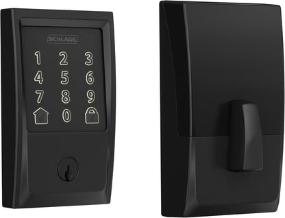 SCHLAGE Encode Smart WiFi Deadbolt with Century Trim in Matte Black (BE489WB CEN 622)