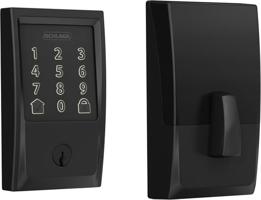 SCHLAGE Encode Smart WiFi Deadbolt with Century Trim in Matte Black (BE489WB CEN 622)