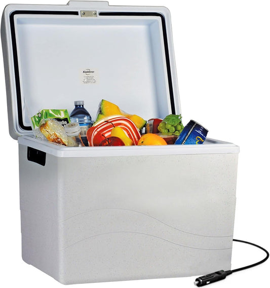 Koolatron 12V Car Fridge 42L/45QT, Cools & Warms, Plug-in Cooler, 2-Way Design, 12 Volt DC Power Cord, Portable Iceless Thermo Electric,Cooling/Warming, for Travel Camping Trucking Road Trip, Gray