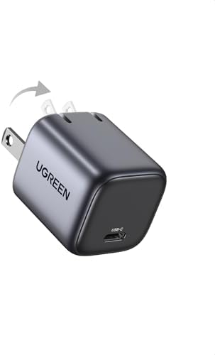 UGREEN USB C Charger Block 30W, Foldable Nexode Fast Charger GaN Fast Charging, USB C Wall Plug Compatible for iPhone16 Pro Max 15, Galaxy S24 Series, Pixel 8 Pro 7, MacBook Air, iPad, Black