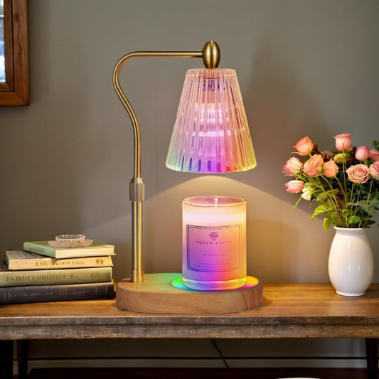 Candle Warmer Lamp with Color Changing LED Base, Adjustable Height Candle Lamp Warmer with Timer and Dimmer, Flameless Home Decor for Scented Jar Candles