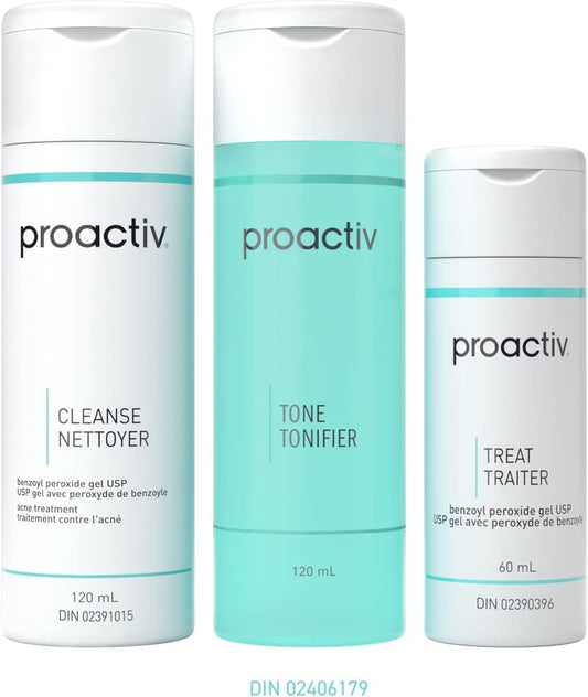 Proactiv Solution 3 Step Acne Treatment - Benzoyl Peroxide Face Wash, Exfoliating Toner, Repairing Acne Spot Treatment For Face And Body - 60 Day Complete Acne Skin Care Kit