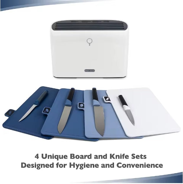Purilite Select Kitchen Drying Rack with Knife and Cutting Board Sterilization System 9-Piece Food Prep Set - PuriLite