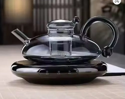 Purilite Select Portable Electric Ceramic Tea Stove Set with Glass Pot for Home and Outdoor Use