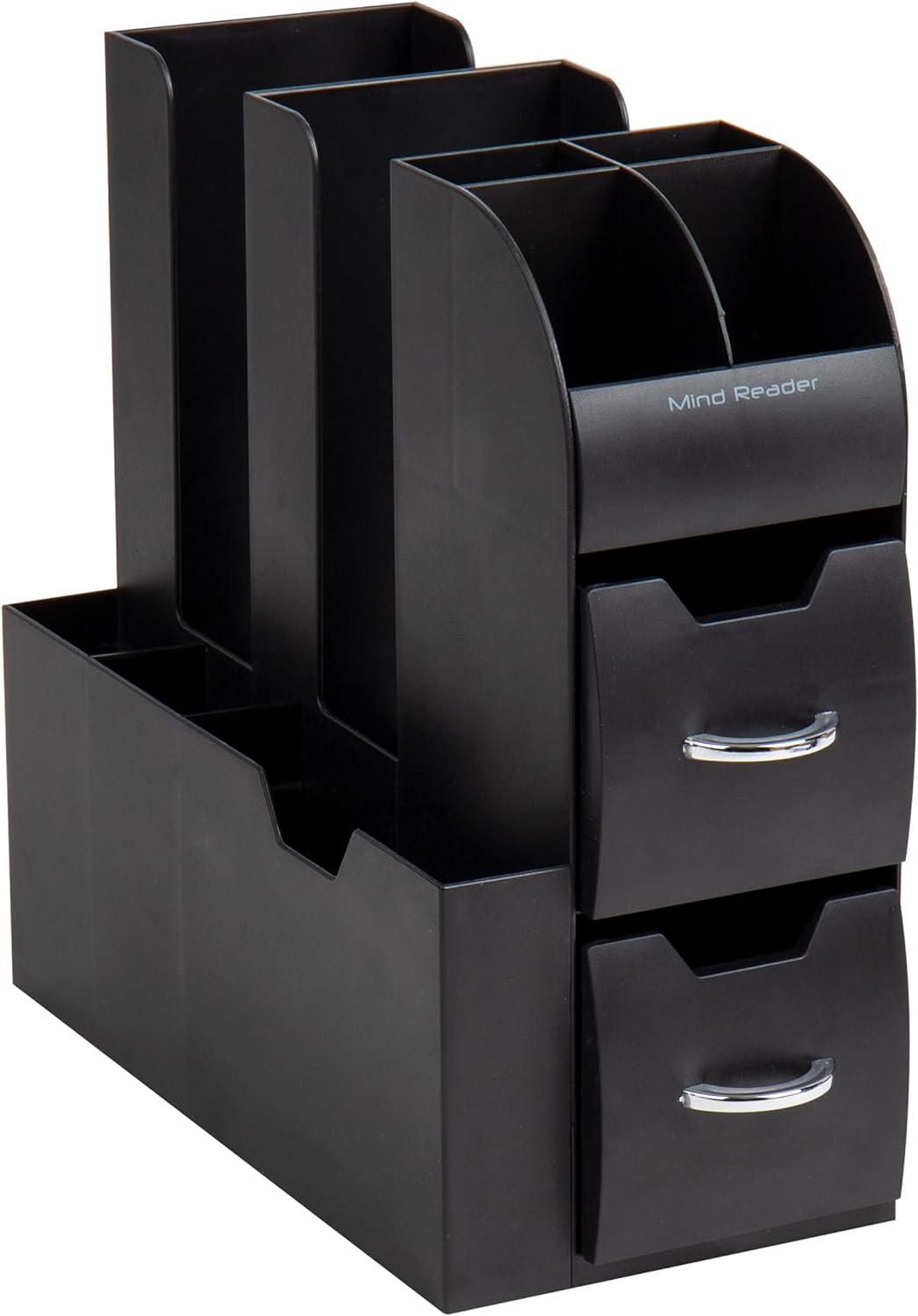 Mind Reader Cup and Condiment Station, Countertop Organizer, Coffee Bar, Kitchen, Stirrers, 5.375"L x 12"W x 11.25"H, Black