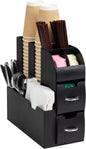 Mind Reader Cup and Condiment Station, Countertop Organizer, Coffee Bar, Kitchen, Stirrers, 5.375"L x 12"W x 11.25"H, Black