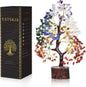 Seven Chakra Tree of Life Crystal Bonsai with Natural Healing Stones, Feng Shui Money Tree Decor for Positive Energy, Meditation and Home Office Display - PuriLite