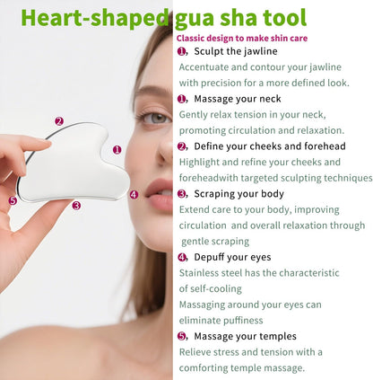 annrose Stainless Steel GuaSha & Eye Cream Applicator Facial Tools, Metal Guasha for Face Neck, Eye Massager Tool, Lymphatic Drainage Face Massage Tool, Skin Care Gift