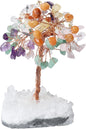 Seven Chakra Tree of Life Crystal Decor, Handmade Crystal Bonsai with Natural Stones, Feng Shui Style Tabletop Ornament for Home Office Meditation Spaces