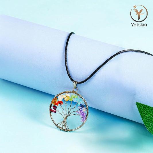 Turquoise Crystal Tree of Life Decor, Handmade Gemstone Bonsai with Natural Stones, Feng Shui Style Meditation and Home Office Tabletop Ornament - PuriLite