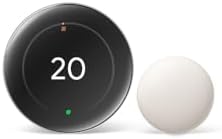 Google Nest Learning Thermostat (4th Gen) with Nest Temperature Sensor (2nd Gen) - Energy Saving Smart Thermostat with Adaptive Eco - Works with Alexa and Google Home App - Polished Obsidian
