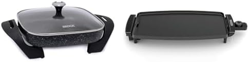 Starfrit The Rock Electric Skillet - 12" x 12" - Rock.Tec Non-Stick Cooking Surface - Tempered Glass Lid - 1200W