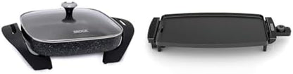 Starfrit The Rock Electric Skillet - 12" x 12" - Rock.Tec Non-Stick Cooking Surface - Tempered Glass Lid - 1200W