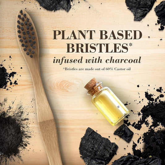 Burt’s Bees Bamboo Toothbrush with Charcoal Infused Bristles, Soft, 1 Count