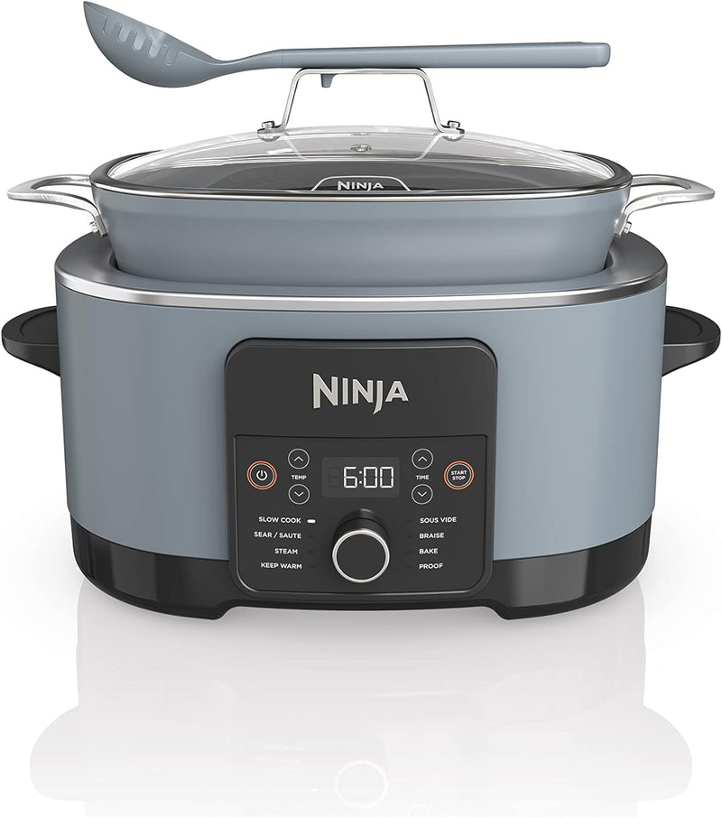 Ninja MC1001C Foodi PossibleCooker PRO 8.5 Quart Multi-Cooker, with 8-in-1 Slow Cooker,Dutch Oven,Steamer &More,Glass Lid & Integrated Spoon,Nonstick,Oven Safe Pot to 500°F,Sea Salt Gray,Sea Salt Grey