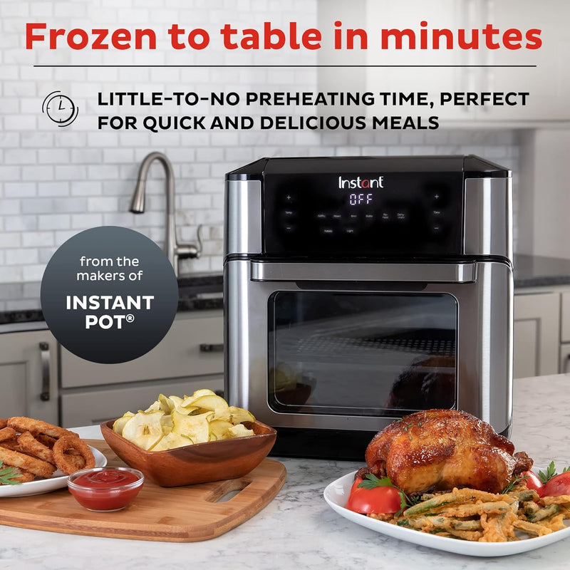 Instant Pot Vortex Plus 10QT Air Fryer Toaster Oven, 7-in-1, EvenCrisp Technology, Crisps, Broils, Bakes, Roasts, Dehydrates, Reheats & Rotisseries, Includes over 100 In-App Recipes, Stainless Steel