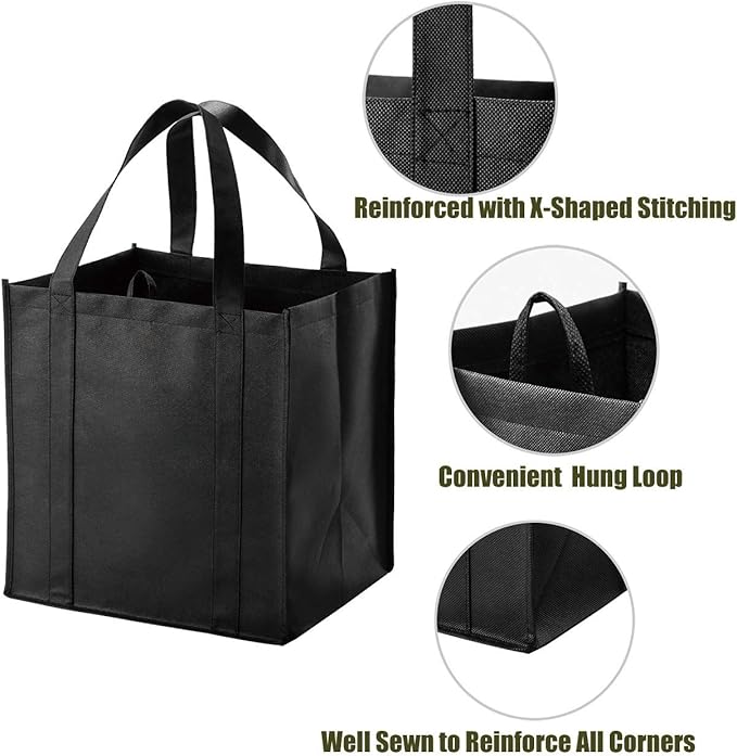 NERUB Set of 10 Reusable Grocery Bags Heavy Duty Shopping Bags Large Grocery Totes