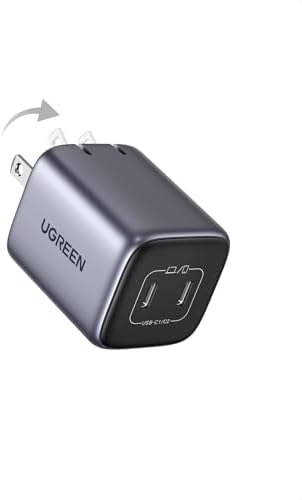 UGREEN Nexode 45W USB C Charger Block, GaN PPS Dual Port USB C Fast Charger Super Fast Charge 2.0 Wall Plug Compatible with Galaxy S25 S24 Ultra S23 A54, iPad, iPhone16, Pixel 9, Black