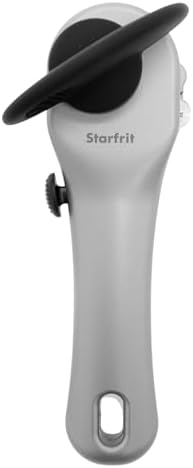Starfrit Securimax Auto Can Opener - Patented Safe Edge Technology with Lid Lifter - Leaves No Sharp Edges on Lid & Can - Heavy Duty Non-Slip Knob
