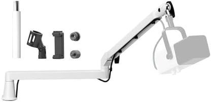 Microphone Boom Arm, Low Profile Mic Arm Professional Adjustable Solid Desk Mount Clamp,Cable Management Microphone Arm Stand for Podcast Streaming Gaming Studio Mic Stand White