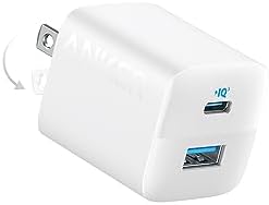 Anker USB C Charger, 323 Charger (33W), 2 Port Compact Charger with Foldable Plug for iPhone 14/14 Plus/14 Pro/14 Pro Max/13/12, Pixel, Galaxy, iPad/iPad Mini and More (Cable Not Included) - White