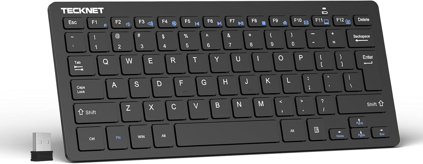 2.4G Wireless Mini Keyboard | Ultra Slim Compact USB Keyboard | Silent Keys | Multimedia Hotkeys | Ergonomic | Black