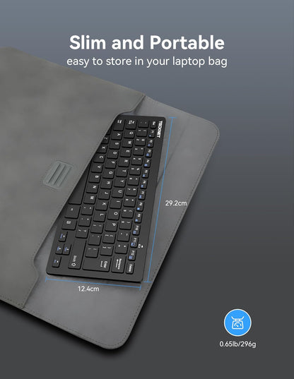 2.4G Wireless Mini Keyboard | Ultra Slim Compact USB Keyboard | Silent Keys | Multimedia Hotkeys | Ergonomic | Black