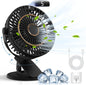 5 Speeds Clip on Fan Rechargeable - Mini USB Portable Desk Fan with Clip, LED Display Powerful Silent Table Fan, 720°Flexible Rotation for Bed, Home, Stroller, Sport, Camping (Black)