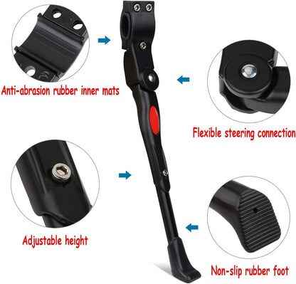 Bike Kickstand Adjustable Aluminum Alloy Bicycle Side Stand Bicycle Kickstand with Hexagon Wrench Fit for 22" 24" 26" 27.5" 28" Mountain Bike/700 Road Bike/BMX/MTB Bike