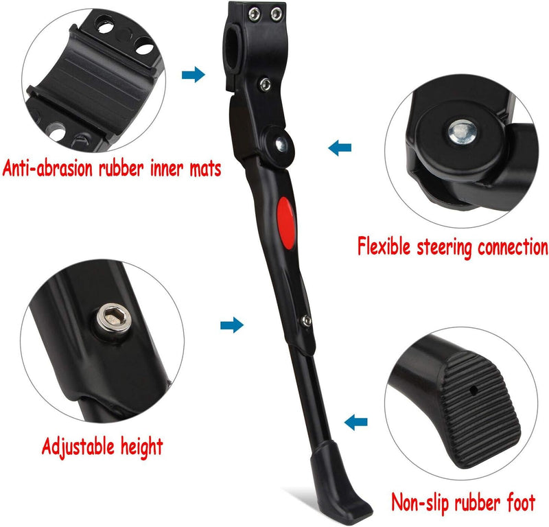 Bike Kickstand Adjustable Aluminum Alloy Bicycle Side Stand Bicycle Kickstand with Hexagon Wrench Fit for 22" 24" 26" 27.5" 28" Mountain Bike/700 Road Bike/BMX/MTB Bike