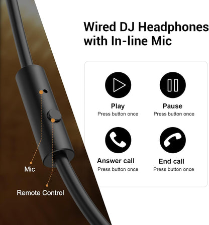 OneOdio Pro-10 Over Ear Wired Headphones for School Studio Monitor & Mixing DJ Stereo Headsets, 50mm Neodymium Drivers, in-Line Mic, 3.5mm/6.35mm Jack for AMP Computer Recording Phone Piano Guitar