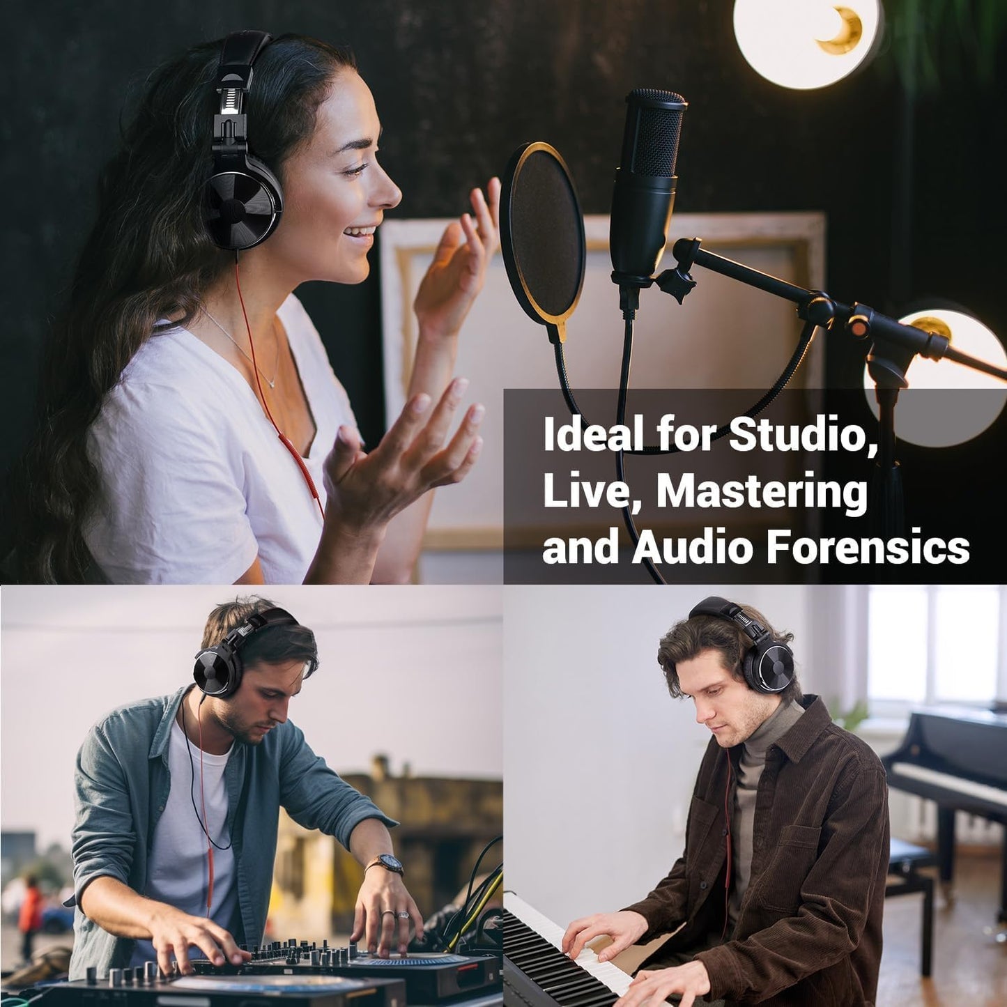 OneOdio Pro-10 Over Ear Wired Headphones for School Studio Monitor & Mixing DJ Stereo Headsets, 50mm Neodymium Drivers, in-Line Mic, 3.5mm/6.35mm Jack for AMP Computer Recording Phone Piano Guitar