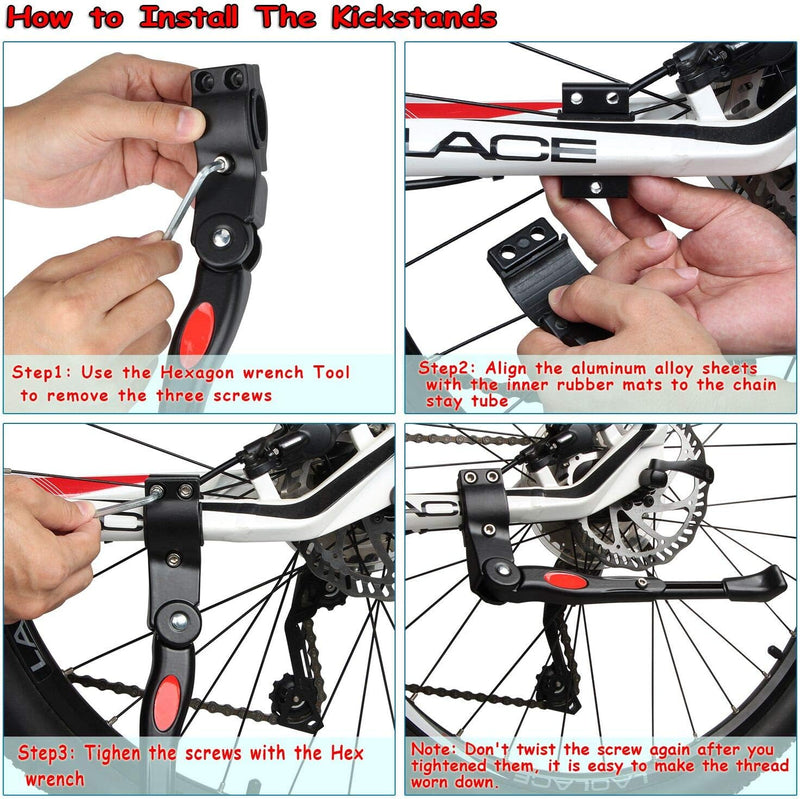 Bike Kickstand Adjustable Aluminum Alloy Bicycle Side Stand Bicycle Kickstand with Hexagon Wrench Fit for 22" 24" 26" 27.5" 28" Mountain Bike/700 Road Bike/BMX/MTB Bike
