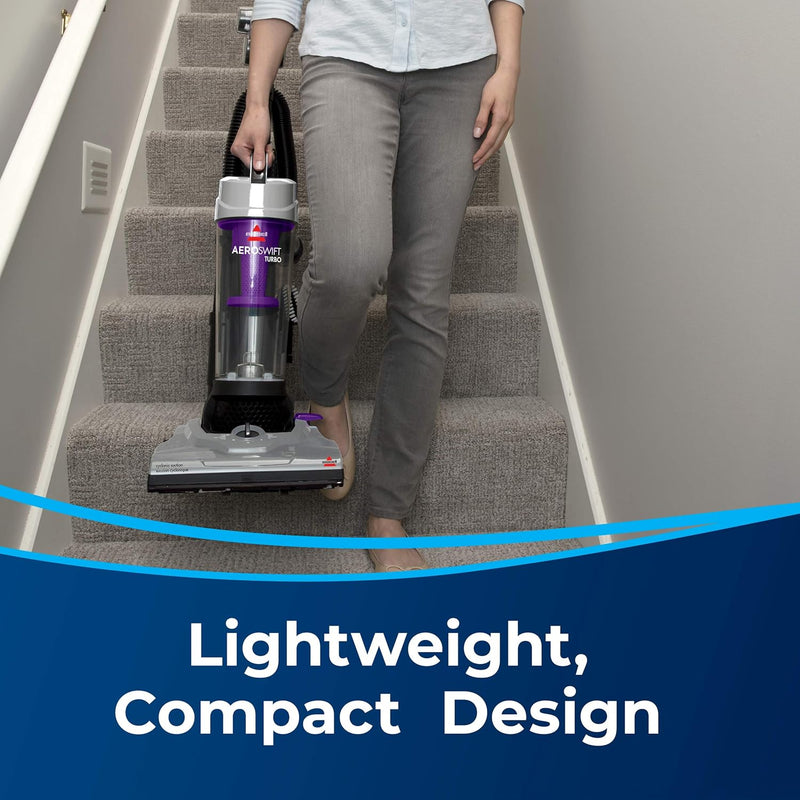 Bissell - Upright Vacuum Cleaner - AeroSwift Turbo Compact - Cyclonic separation with secondary built in lifetime filter - - Lightweight
