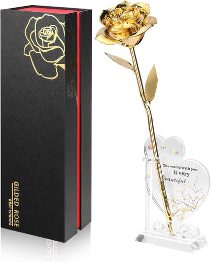 Real 24K Gold Dipped Rose, Handmade Preserved Rose Gift in Elegant Box, Long-Lasting Luxury Flower Decor for Birthday Anniversary and Special Occasions - PuriLite