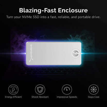 SABRENT M.2 Thunderbolt NVMe Enclosure SSD Docking Station USB C External Aluminum Thunderbolt 3 M2 NVMe Adapter, Tool-Free, with Cooling Pad, Fast Data Transfer, M Key only, Cable Included (EC-T3NS)