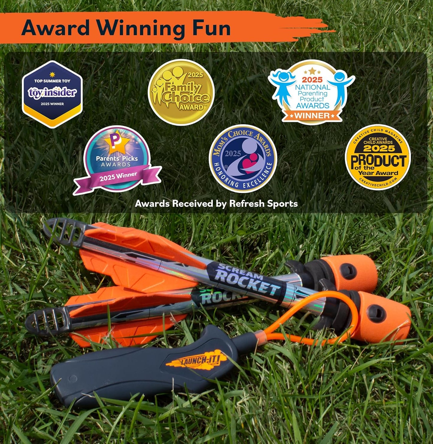 Kids Outdoor Rocket Launcher Toy Set, Slingshot Foam Rockets for Backyard Play, Safe Flying Rocket Toy Gift for Boys and Girls Ages 6 and Up - PuriLite