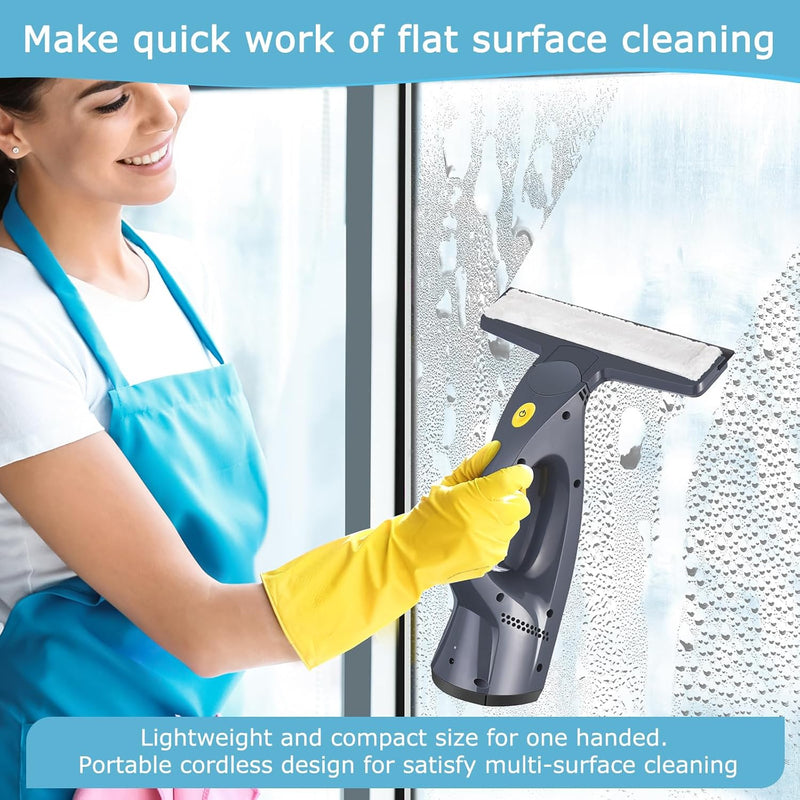 Window Vacuum, Window Vacuum Squeegee, 3 in 1 Cordless Window Vac with Spray/Wipe/Suck up Water,Electric Window Cleaning Tool for Shower Wall Mirror Glass/Car Windshield/Countertop