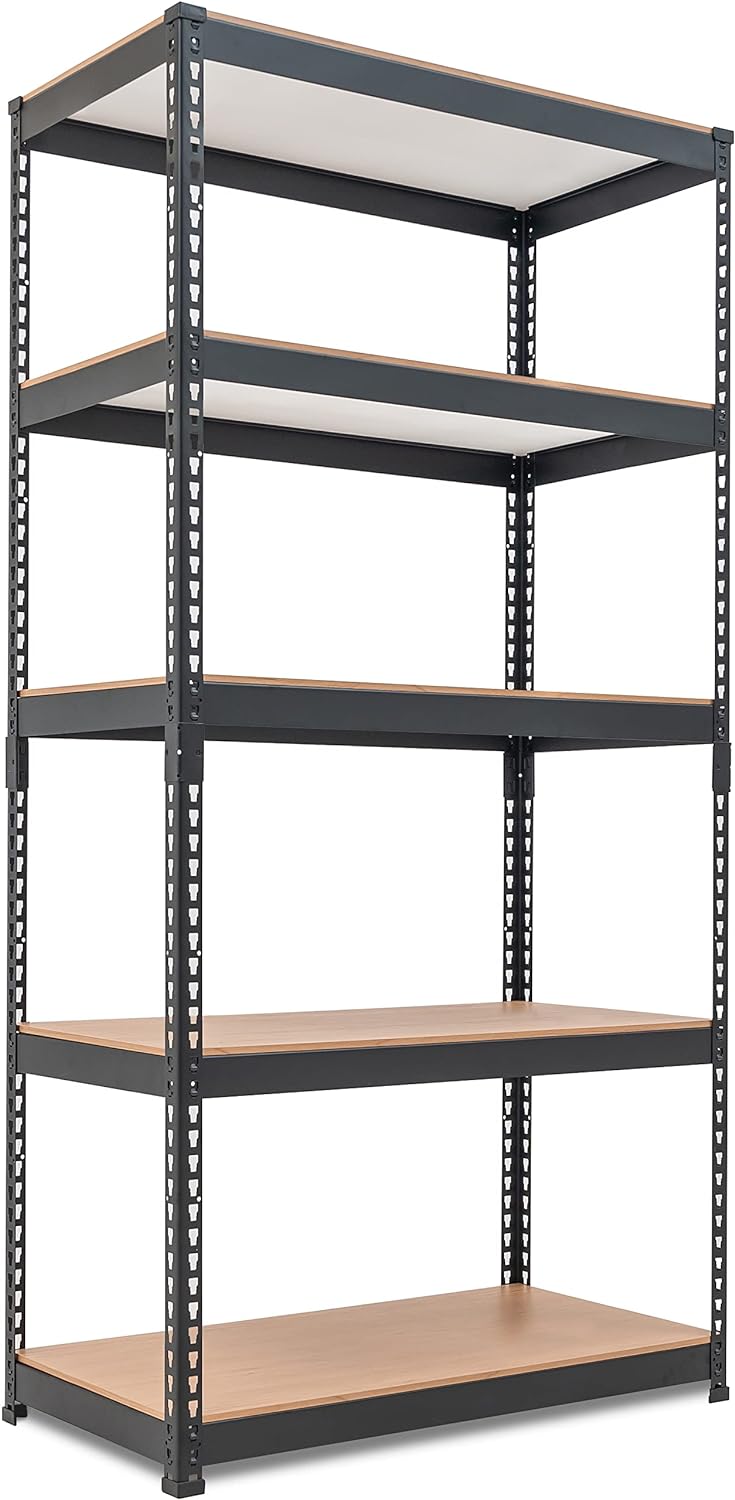 HOMEDANT 5 Tier Laminated Boltless Metal Shelving Unit Adjustable Garage Storage Utility Rack Heavy Duty Shelves Organization Multipurpose Shelf Warehouse Pantry Shed 35.9" W x 18.2" D x 71.3" H 1Pack