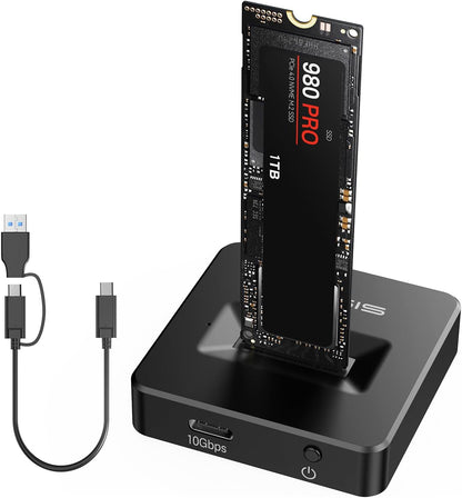 NVME to USB Docking Station,ACASIS M.2 SSD to USB Adapter Portable External SSD Enclosure for M.2 (M Key) NVMe SSD and (B+M Key) SATA-Based SSD Compatible with Thunderbolt 4/3 (Black)