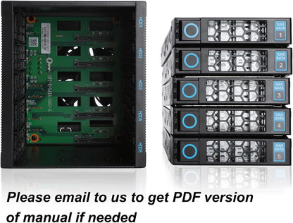 RackChoice Internal Hard Drive Enclosure 5x2.5”/3.5” SATA/SAS Hard Drive Backplane 6 Gbps HDD hotswap in 3xExternal 5.25" Bay Compatible with All Rack Types
