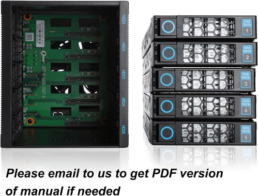 RackChoice Internal Hard Drive Enclosure 5x2.5”/3.5” SATA/SAS Hard Drive Backplane 6 Gbps HDD hotswap in 3xExternal 5.25" Bay Compatible with All Rack Types - PuriLite