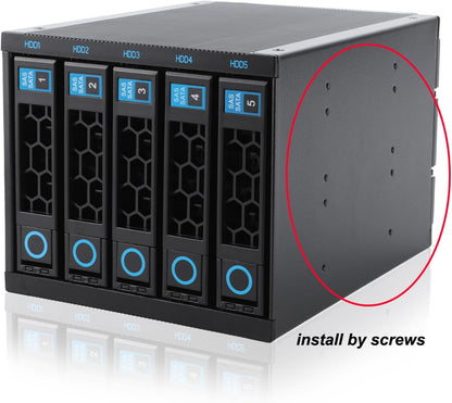 RackChoice Internal Hard Drive Enclosure 5x2.5”/3.5” SATA/SAS Hard Drive Backplane 6 Gbps HDD hotswap in 3xExternal 5.25" Bay Compatible with All Rack Types