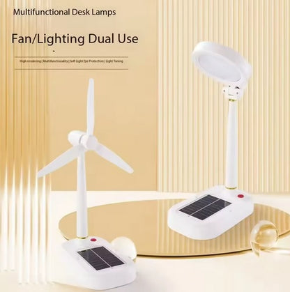 Purilite Select Solar Powered Table Lamp with Fan – Multifunctional LED Light & Cooling Combo, Dimmable, Portable Emergency Indoor Outdoor Lamp