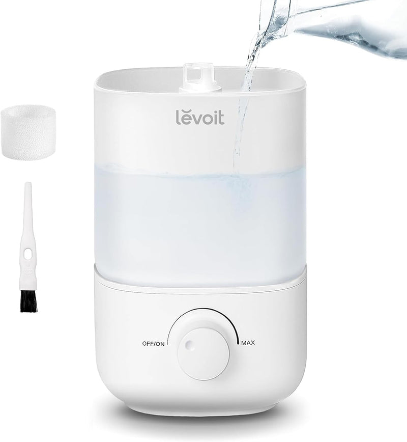 LEVOIT Humidifier for Bedroom, 2.5L Top Fill Cool Mist Air Humidifiers for Baby Nursery, Plants, Small Ultrasonic Humidifier, Auto Shut-off, BPA Free, Quiet, Knob Control, 360° Nozzle