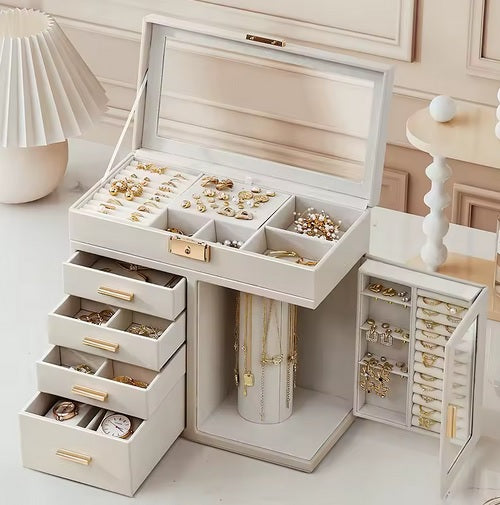 Purilite Select Rotating Jewelry Storage Box – Large Capacity Organizer for Rings, Earrings, Necklaces and Accessories - PuriLite