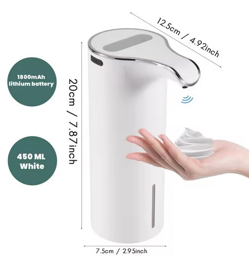 Purilite Select Automatic Foam Soap Dispenser 450ML – Touchless USB Rechargeable Electric Hand Soap Dispenser, Adjustable Foam Levels, Waterproof - PuriLite
