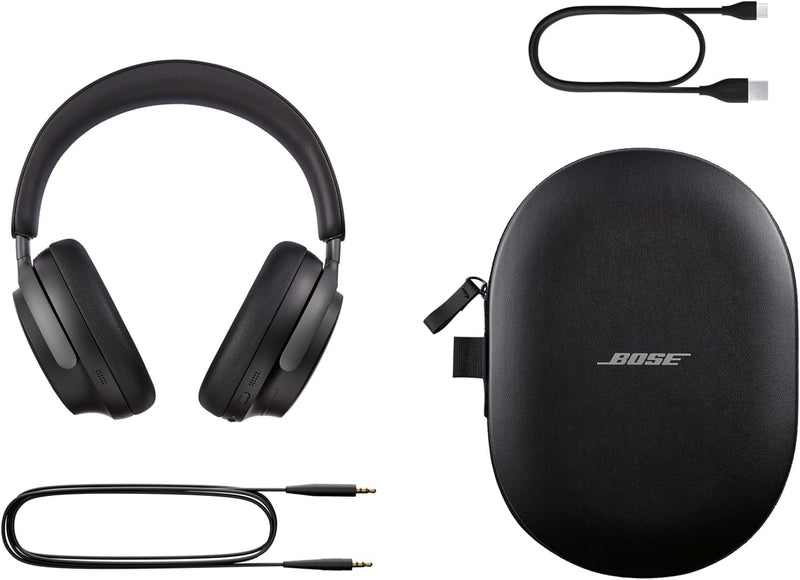 Bose QuietComfort Ultra Wireless Noise Cancelling Headphones with Spatial Audio, Over-The-Ear Headphones with Mic, Up to 24 Hours of Battery Life, Black