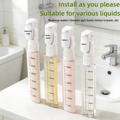 Purilite Select 4-in-1 Travel Refillable Dispenser Bottles – 120ML Portable Toiletry & Cosmetic Container for Shampoo, Body Wash & Lotion