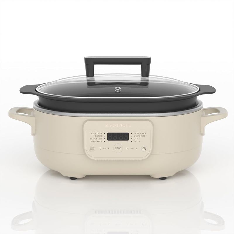 MAGNIFIQUE 6 Quart Multi-Cooker, with 8-in-1 Casserole Programmable Slow Cooker, Dutch Oven, Pasta, Nonstick, Oven Safe Pot to 500°F Oatmeal Oatmeal